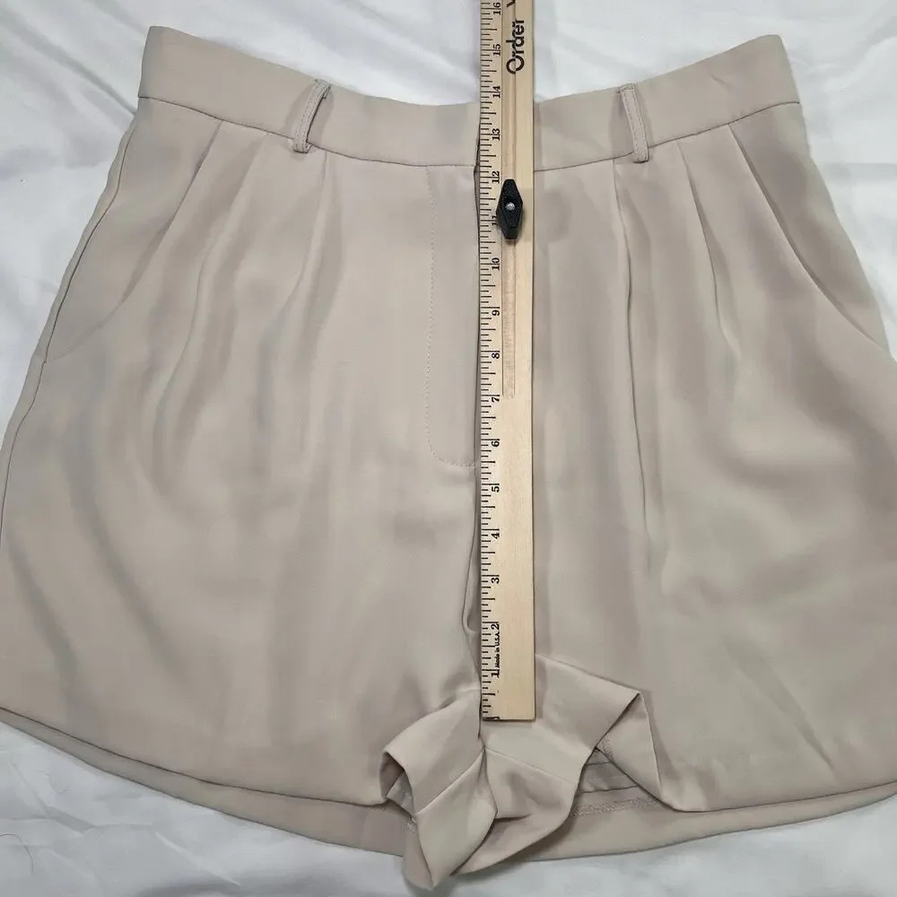 Amanda Uprichard Revolve Jane Shorts Size L Light Blush Beige Lined Tailored